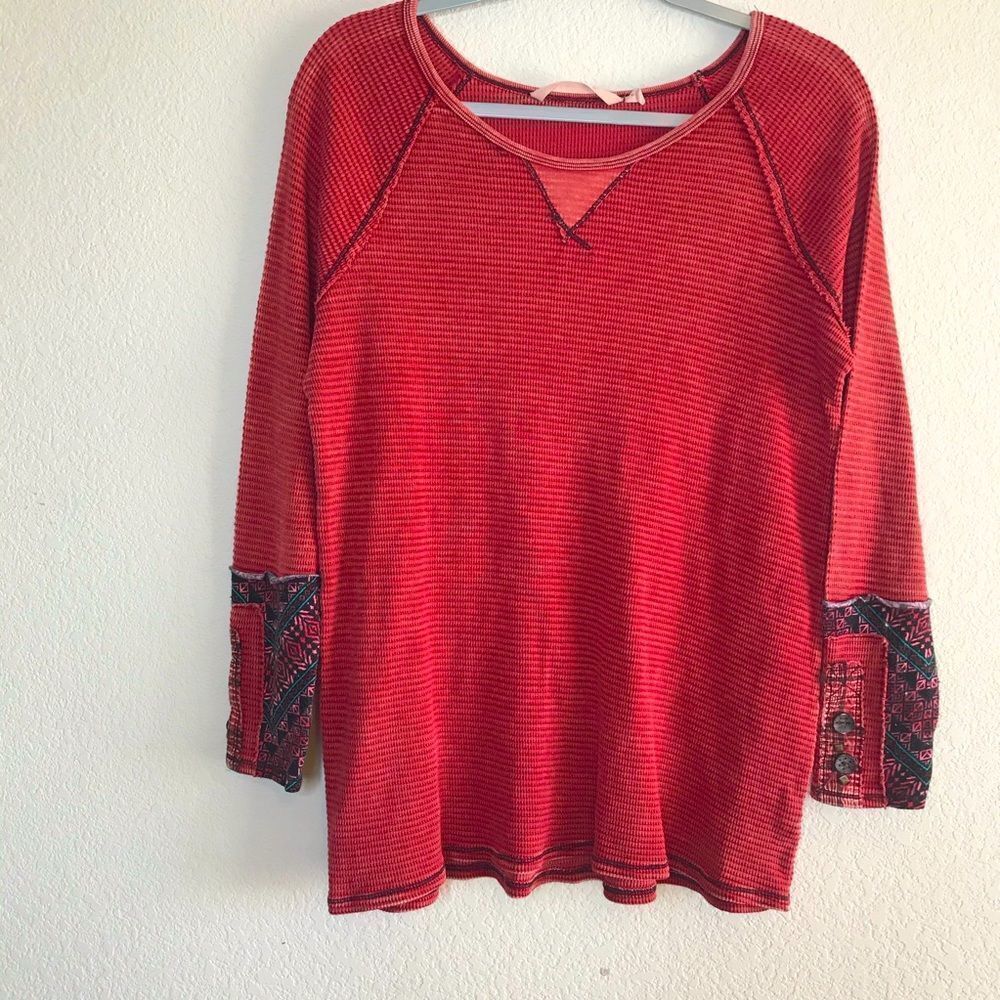 Soft surroundings waffle knit with detailed cuffs